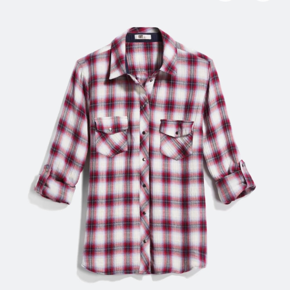 Kut From The Kloth Boylen Tartan Plaid Relaxed Button Down Shirt